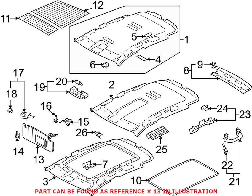 VW Sun Visor - Driver Side 5N0857551P4T6